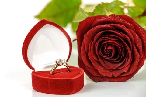 Gold engagement ring Stock Photos