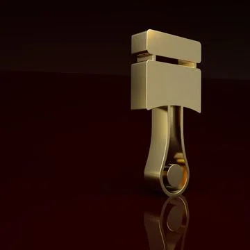 Gold Engine piston icon isolated on brown background. Car engine piston sign イラスト素材