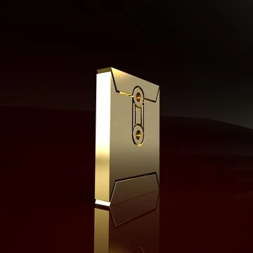 Gold Envelope icon isolated on brown background. Email message letter symbol. Illustrazione stock