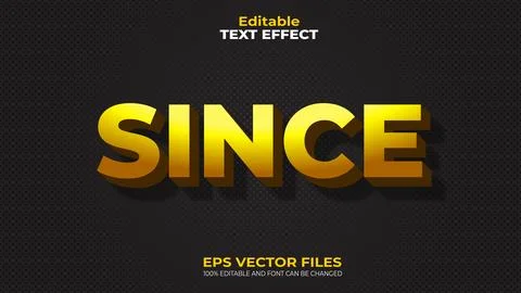 Gold Since EPS Editable Text Effect and font can be changed 스톡 일러스트