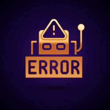 Gold Error in the operation program of the robot icon isolated on black Stock Illustration