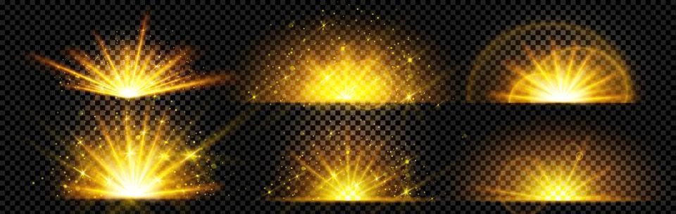 Gold explode glow shine, sun ray burst effect Stock Illustration