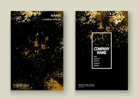 Gold explosion paint splatter artistic cover frame design. Decor Stock Illustration
