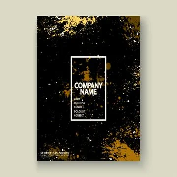 Gold explosion paint splatter artistic cover frame design. Decor Stock Illustration