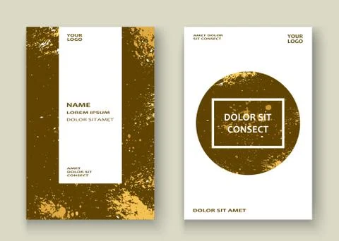 Gold explosion paint splatter artistic cover frame design. Decor Stock Illustration