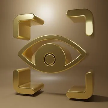 Gold Eye scan icon isolated on brown background. Scanning eye. Security che.. Stock Illustration