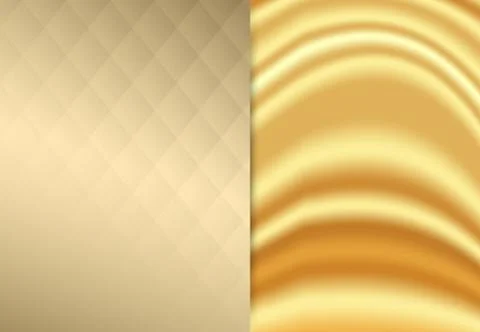 Gold fabric wave with square pattern luxury background, Vector Stock Illustration