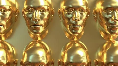 The Gold face for Abstract Background concept 3d Rendering. Stock Illustration