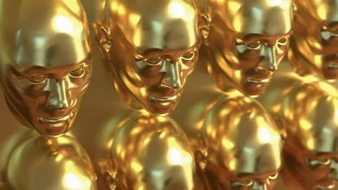 The Gold face for Abstract Background concept 3d Rendering. Stock-Illustration