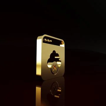 Gold Failed access cloud storage icon isolated on brown background. Cloud tec Stock Illustration