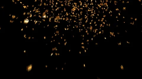 Gold Falling Confetti Explosion with Alpha Channel. Falling hearts. For parties Stock Footage 125144714