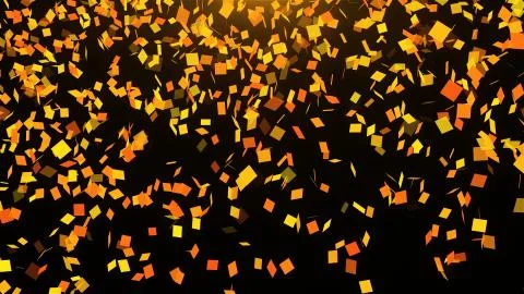Gold falling confetti in space, many particles, celebratory 3d render backgro Stock Illustration