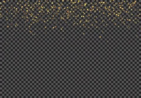 Gold falling glitter particles effect on transparent background. Stock-Illustration