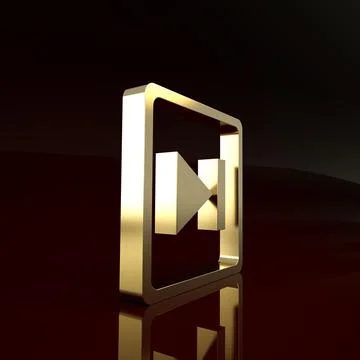 Gold Fast forward icon isolated on brown background. Minimalism concept. 3d i Stock Illustration