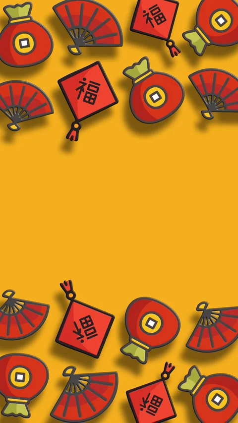 Gold festive elements frame cheerful lunar background Stock Footage 324773410