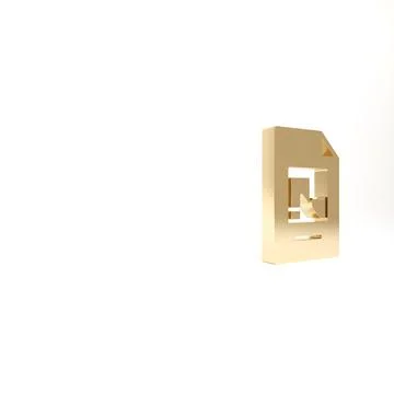 Gold File document with illustration icon isolated on white background. Check 库存插图