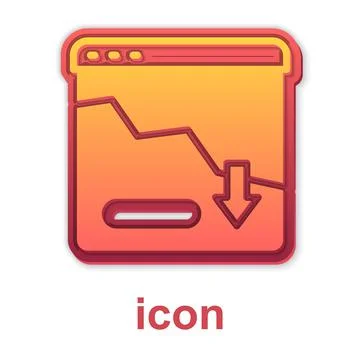 Gold Financial growth decrease icon isolated on white background. Increasing Stock Illustration