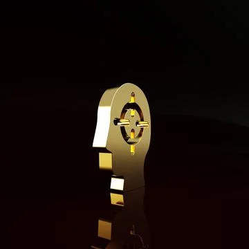 Gold Finding a problem in psychology icon isolated on brown background. Minim Illustrazione stock