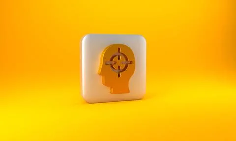 Gold Finding a problem in psychology icon isolated on yellow background. Silver Stock Illustration