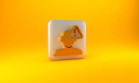 Gold Finding a problem in psychology icon isolated on yellow background. Silv Stock Illustration