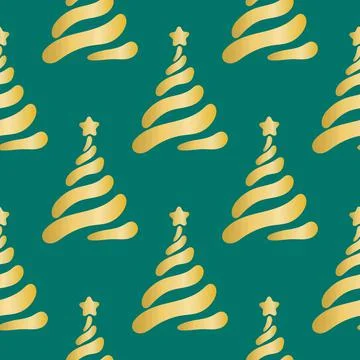 Gold fir pattern isolated vector illustration Stock Illustration