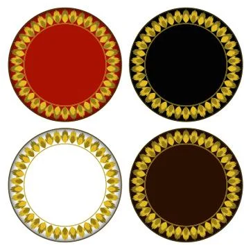 Gold fire circle frame Illustrazione stock