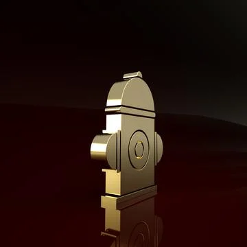 Gold Fire hydrant icon isolated on brown background. Minimalism concept. 3d i Stock Illustration