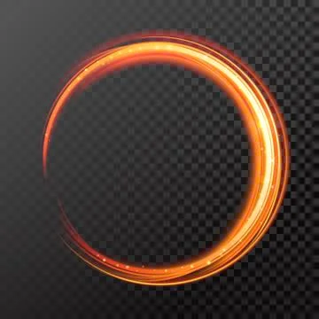 Gold fire or glow light circle with glitter effect on vector transparent back Stock Illustration