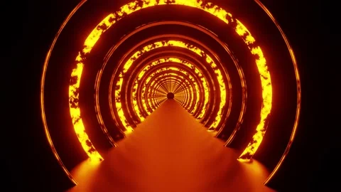 Gold fire spotted ring tunnel background VJ loop 4K Vidéo 213059356