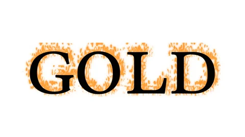Gold fire text effect white isolated background Stock Footage 138072214