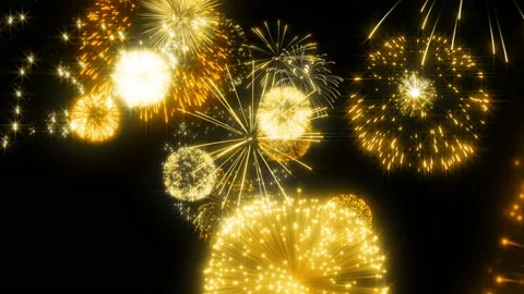 Gold fire works particle effect animation Stock Footage 207989641
