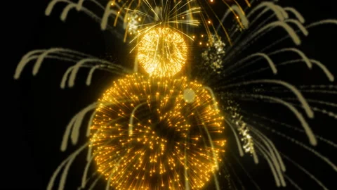 Gold fire works particle effect animation Stock Footage 207989658