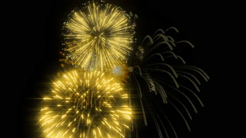 Gold fire works particle effect animation Stock Footage 207993167