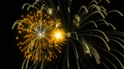 Gold fire works particle effect animation Stock Footage 207993192