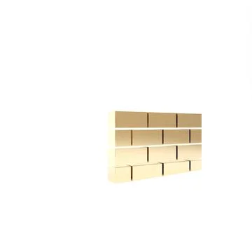 Gold Firewall, security wall icon isolated on white background. 3d illustrati イラスト素材