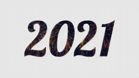 Gold firework celebration in 2021 text with transperancy background Stock Footage 143312561