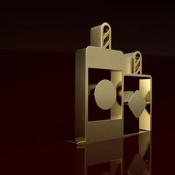 Gold Firework icon isolated on brown background. Concept of fun party. Explosive Stock Illustration