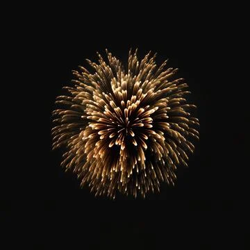 Gold firework particles effect at night. Realistic golden pyrotechnics salute in Stock Illustration