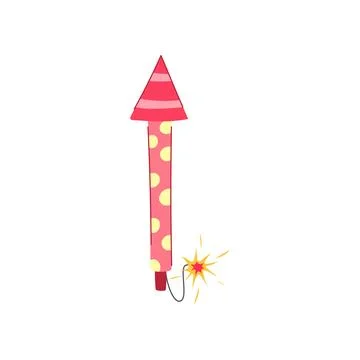 Gold firework rocket cartoon vector illustration 스톡 일러스트