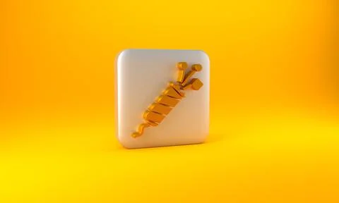 Gold Firework rocket icon isolated on yellow background. Concept of fun party Stock Illustration