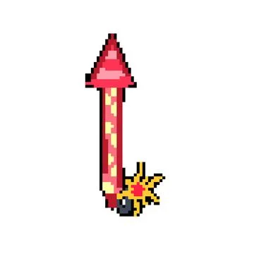 Gold firework rocket pixel art vector illustration 스톡 일러스트