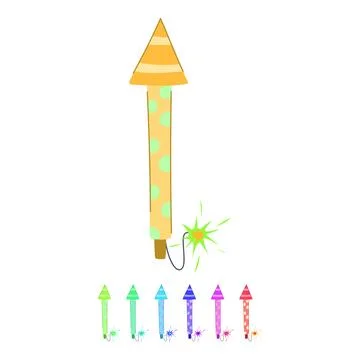 Gold firework rocket vector cartoon graphic イラスト素材