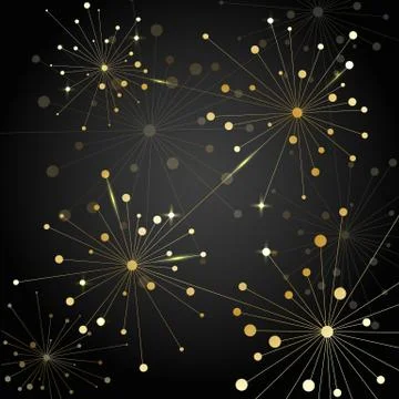 Gold fireworks on dark background Stock Illustration