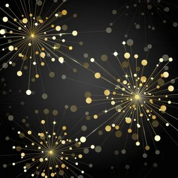 Gold fireworks on dark background Stock Illustration