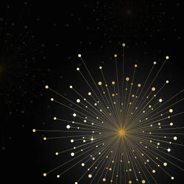 Gold fireworks on dark background Stock Illustration