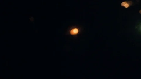 Gold Fireworks Explode in Slow Motion at Night Stock Footage 124445971