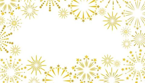 Gold fireworks frame on a white background. Stock Illustration