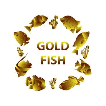 Gold Fish Circle Poster Illustration