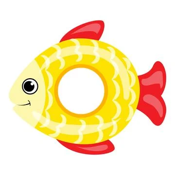 Gold fish inflatable ring icon, cartoon style Illustrazione stock