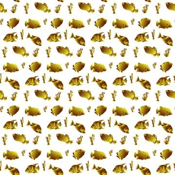 Gold Fish Seamless Pattern Stock Illustration